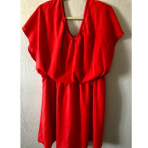 PLUS! Elastic Waist Scoop Neck Flutter Sleeve Dress - Picture 2 of 13